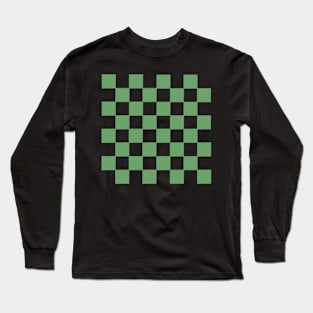 Green Checker Pattern Long Sleeve T-Shirt